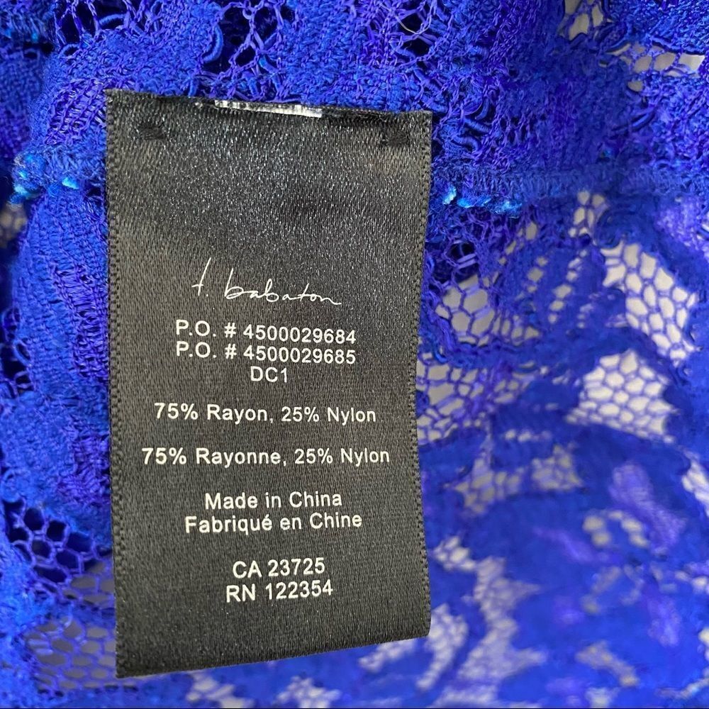 T.BABATON Barrett Lace Colt Blue Peplum Top - Picture 8 of 8